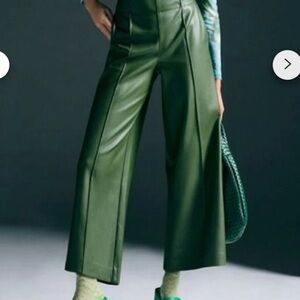 Anthropologie Maeve Faux Leather Pintuck Trousers size 2